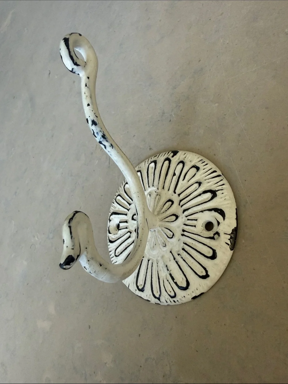 Vintage White Cast Iron Wall Hook
